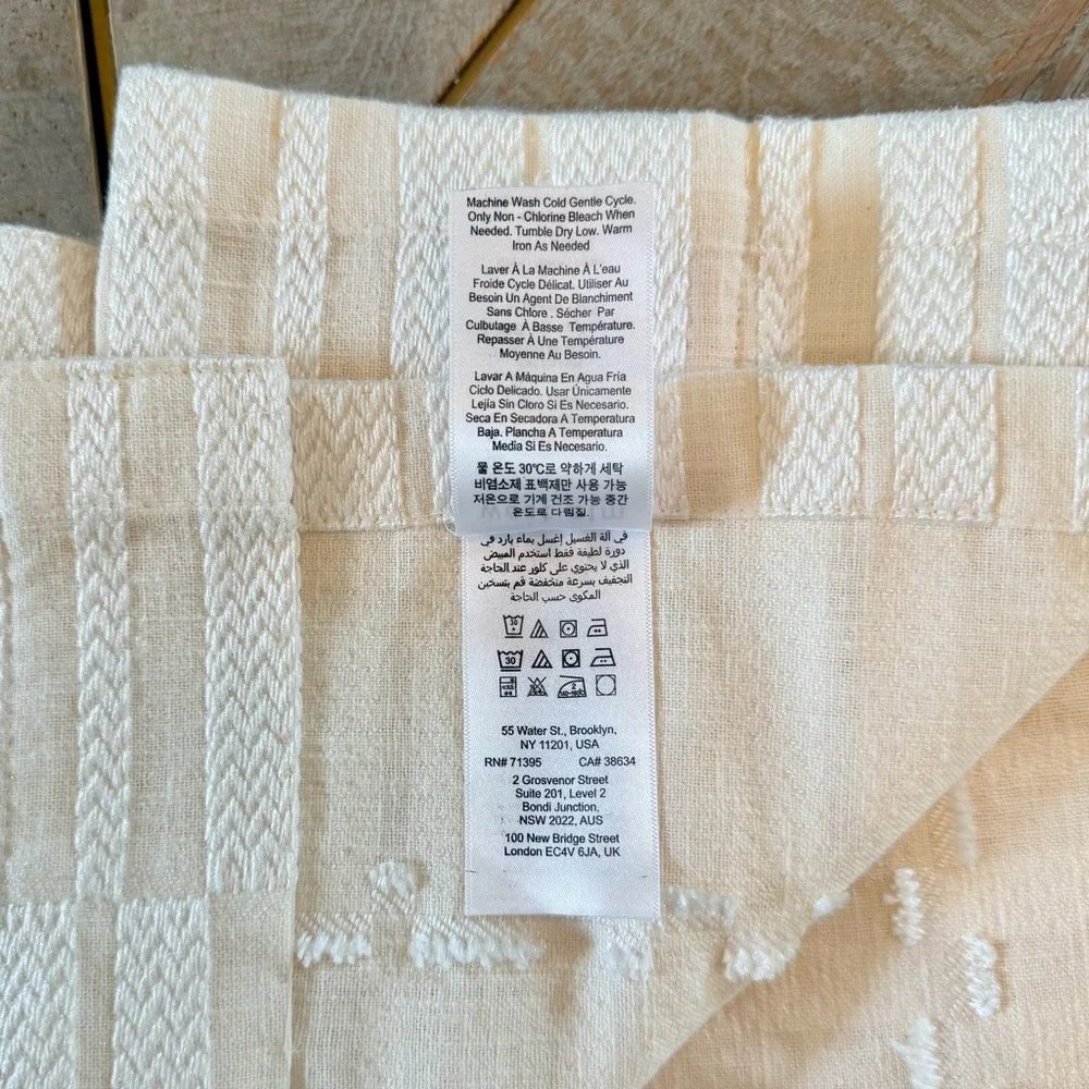 🌿 (Set of 2) West Elm Mixed Stripes Jacquard Curtain Panel – 48x96 — Cream